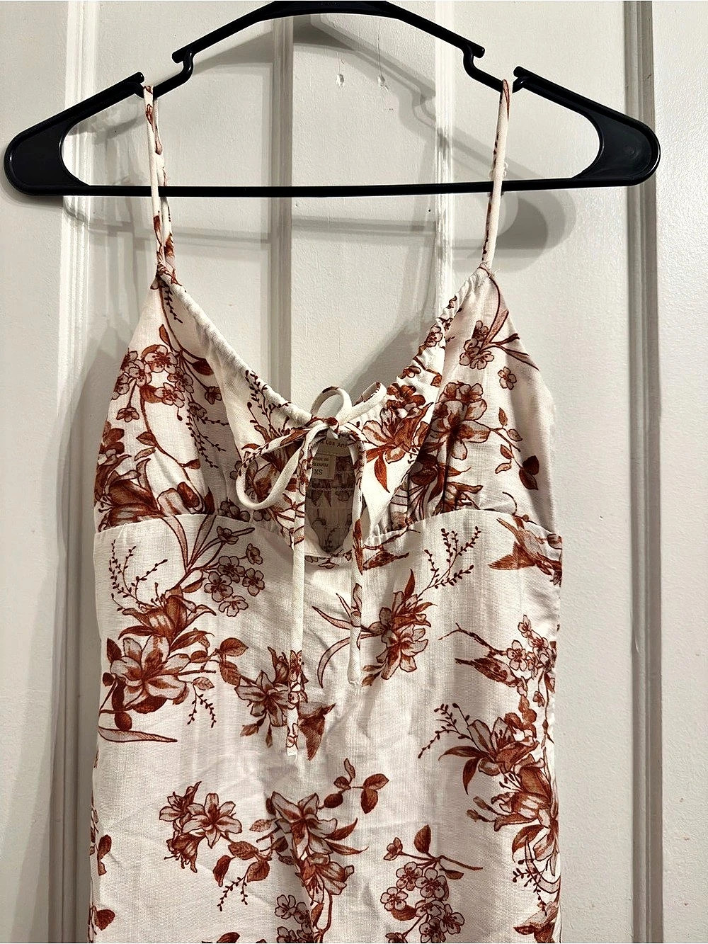 Monteau white & red/brown floral print midi dress